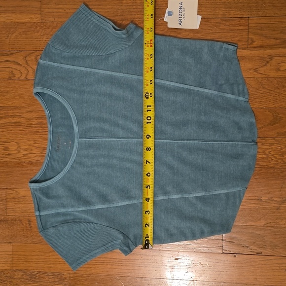 ARIZONA JEAN CO WOMEN'S JUNIORS SIZE GREEN RIBBED CROP TOP SIZE LARGE - Picture 6 of 10